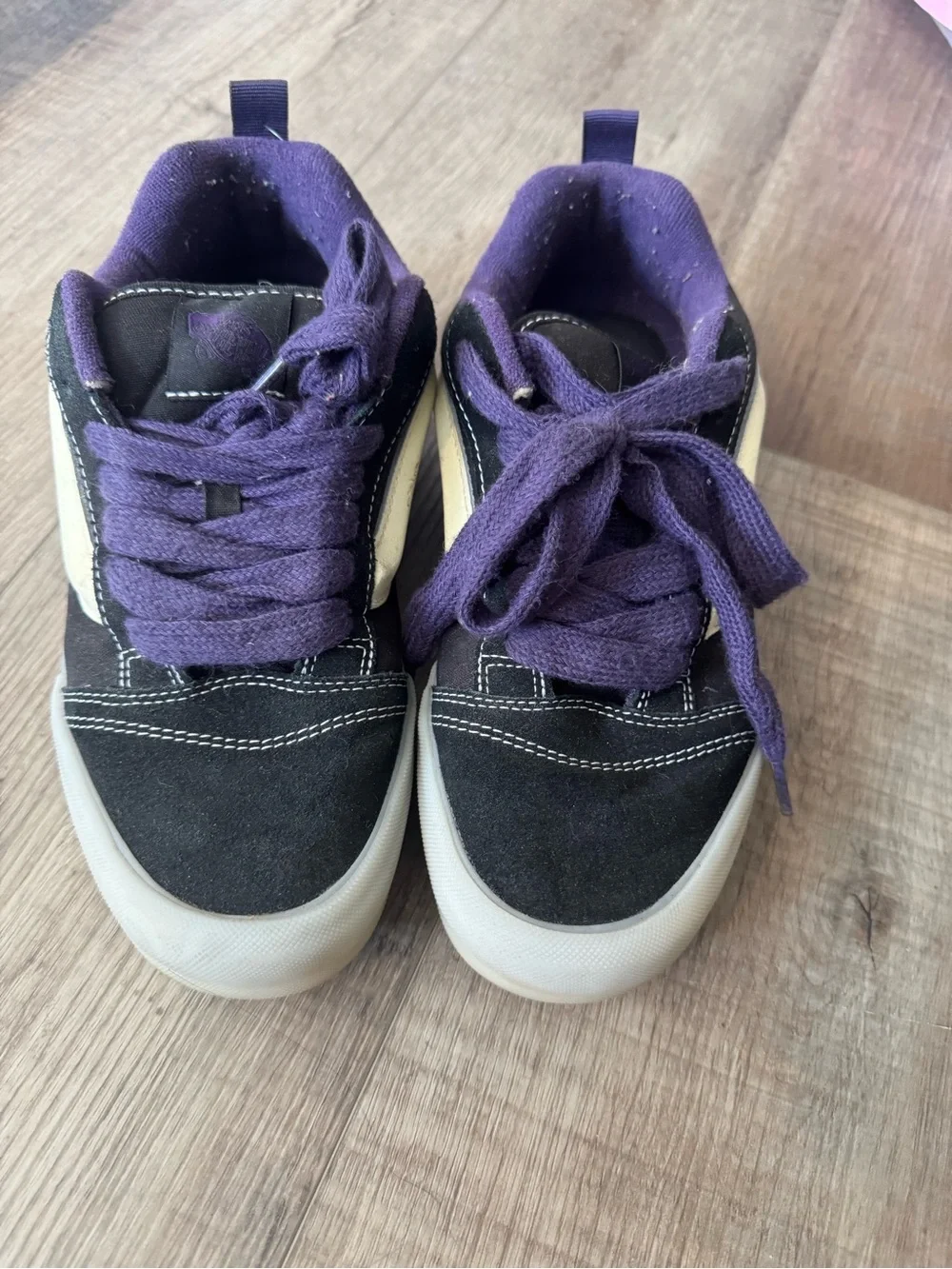 Vans Black and Purple Kids Low-Top Sneakers